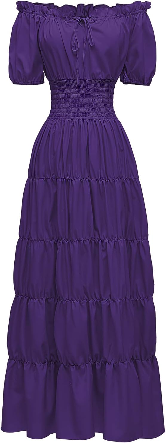 Abaowedding Renaissance Women Medieval Chemise Dress Pirate Peasant Top Irish Under Dress