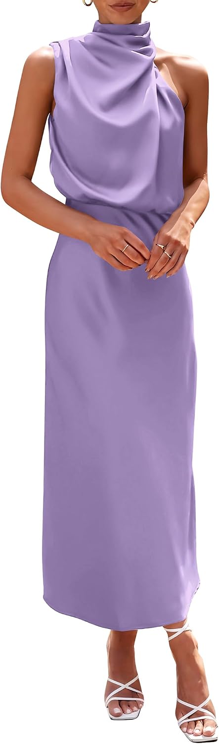 PRETTYGARDEN Women's Summer Satin Maxi Cocktail Dress