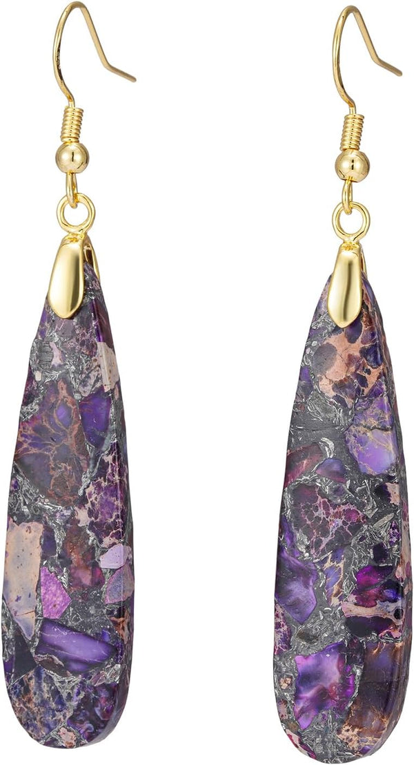 Natural Stone Long Drop Boho Earrings