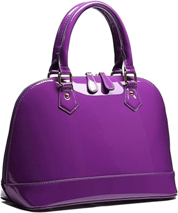 Patent Leather Dome Satchel Purse
