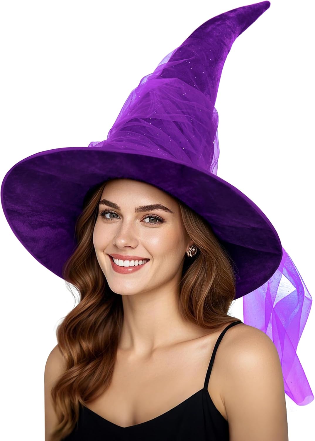 Women's Witch Hat with Shapeable Wide Brim and Adjustable Drawstring