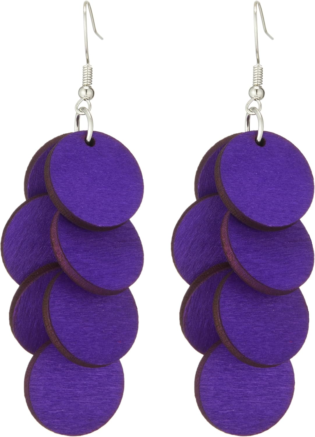 Bohemian Wooden Layered Disc Dangle Earrings