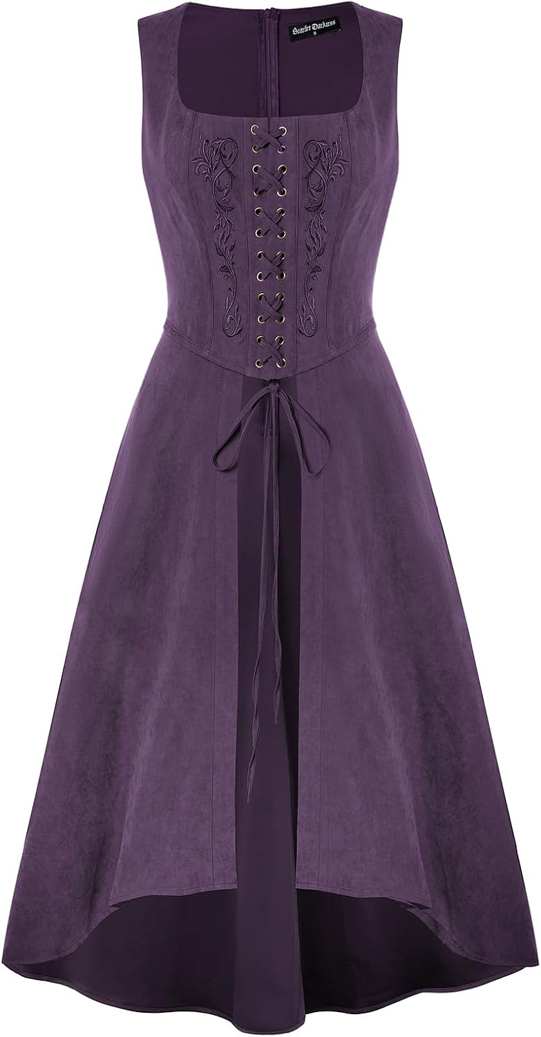 Scarlet Darkness Renaissnace Faire Costume Dress for Women Pirate Overdress