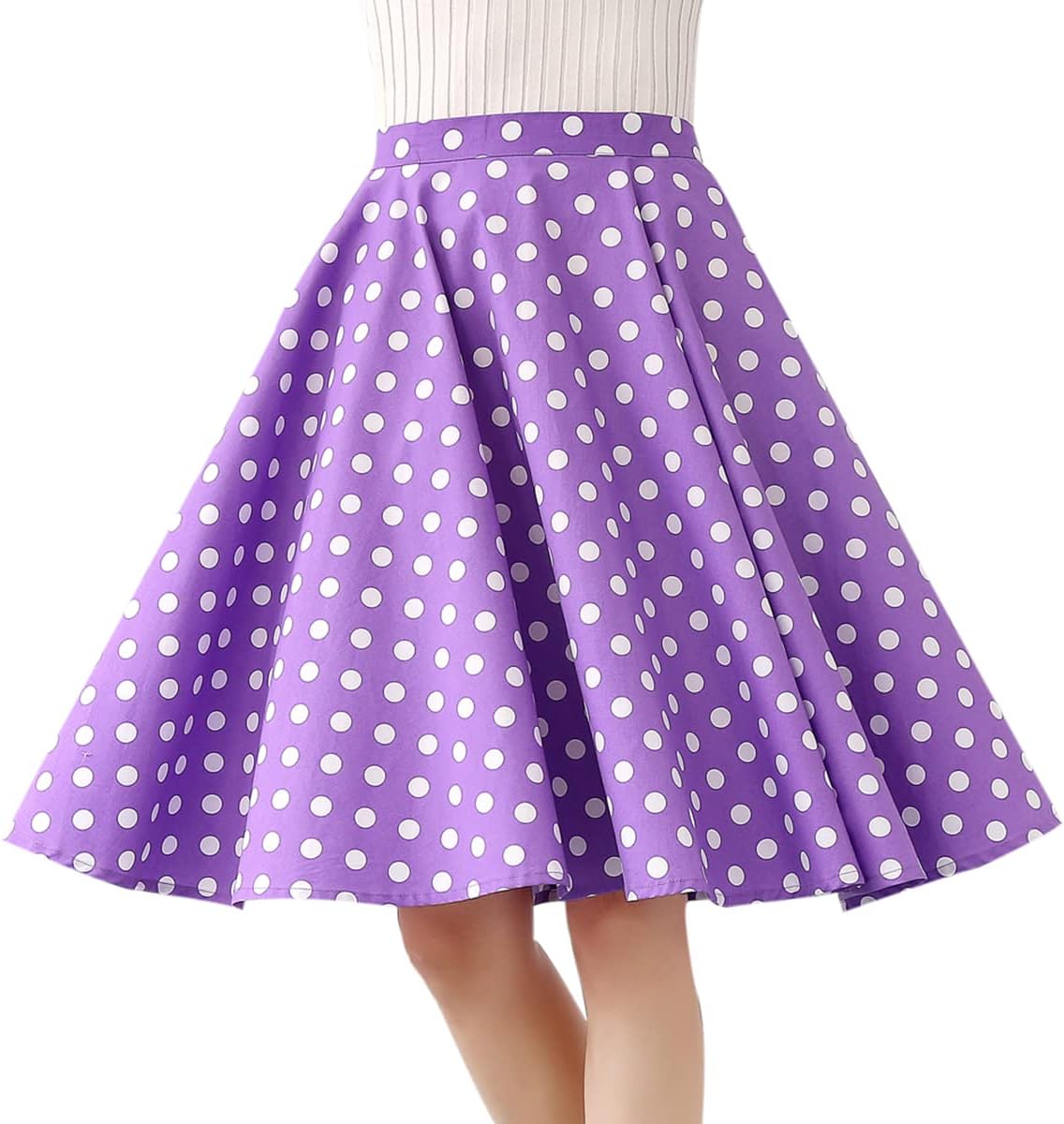 50s Vintage Polka Dot A-Line Pleated Midi Swing Skirt Secondary image