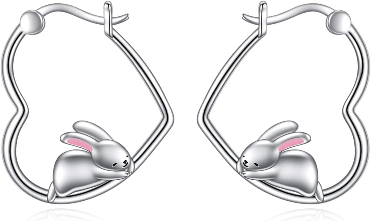 YFN Animal Earrings Sterling Silver Animal Heart Hoop Dangle Earrings Cute Jewelry Gifts for Women