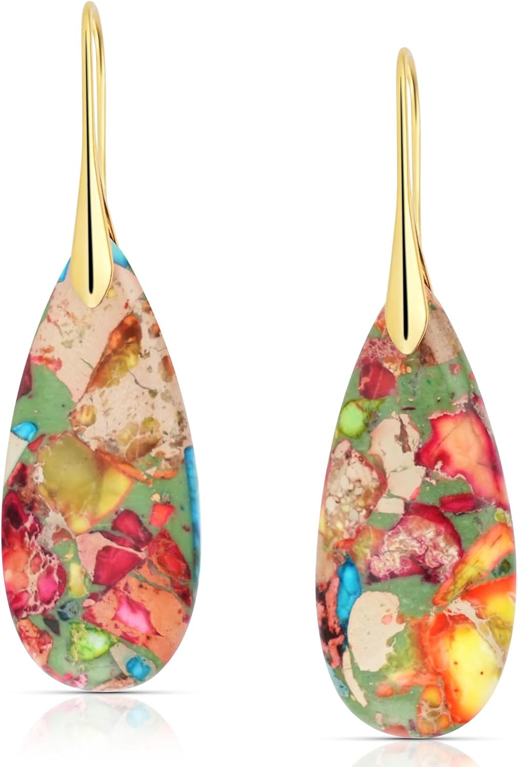 Chalcedony Stone Copper Teardrop Drop Earrings