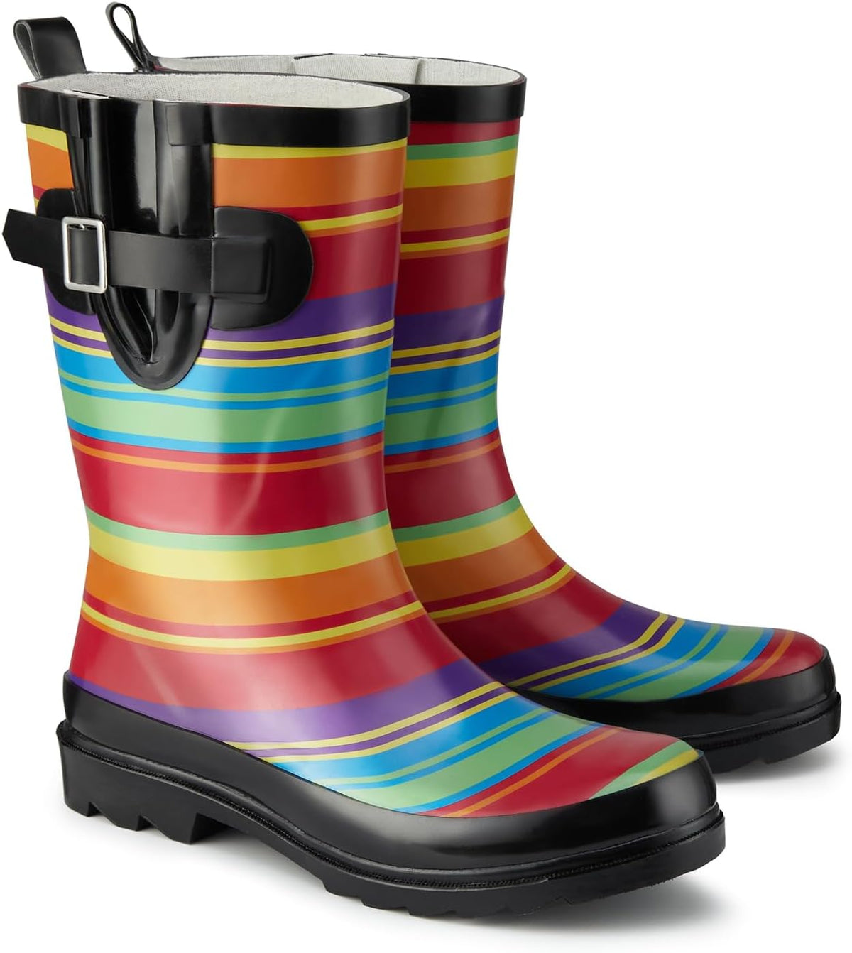 Rubber Mid-calf Rain Boots For Women, Waterproof Insulated