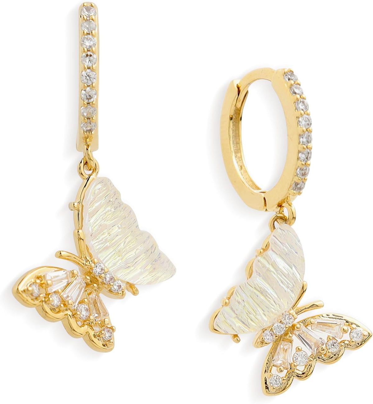 Gold Silver Small Hoop Dangle Earrings for Women, Trendy Dainty Rhinestone CZ Dangling Prom Wedding Leaf Flower Snowflake Butterfly Starfish Fashion Jewelry Gift