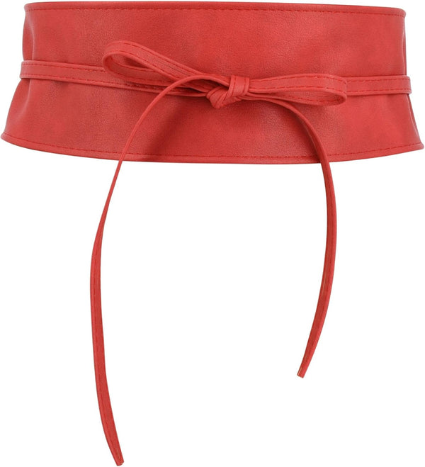 Woman Leatherette Waisband Obi Belt, Mica