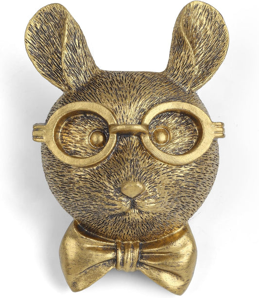 Gold Rabbit Animal Head Wall Sculpture