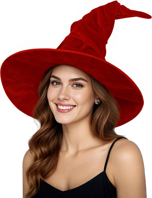Women's Witch Hat with Shapeable Wide Brim and Adjustable Drawstring