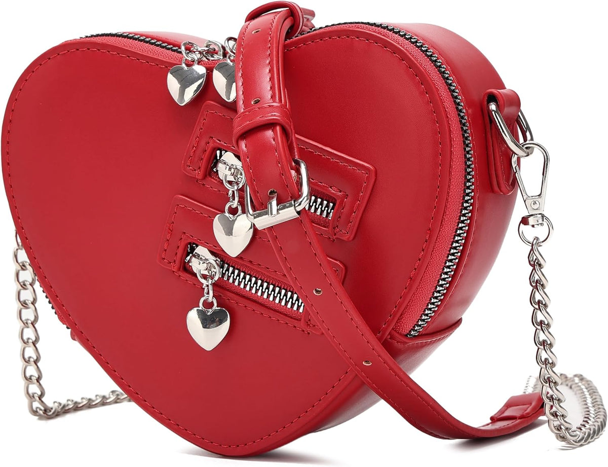 Heart-Shaped Zip-Around Crossbody Purse