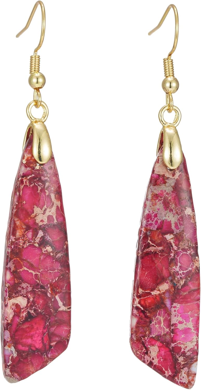 Natural Stone Long Drop Boho Earrings