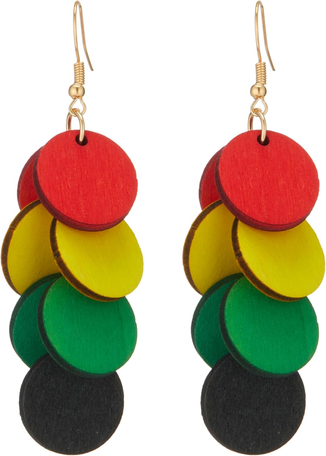 Bohemian Wooden Layered Disc Dangle Earrings