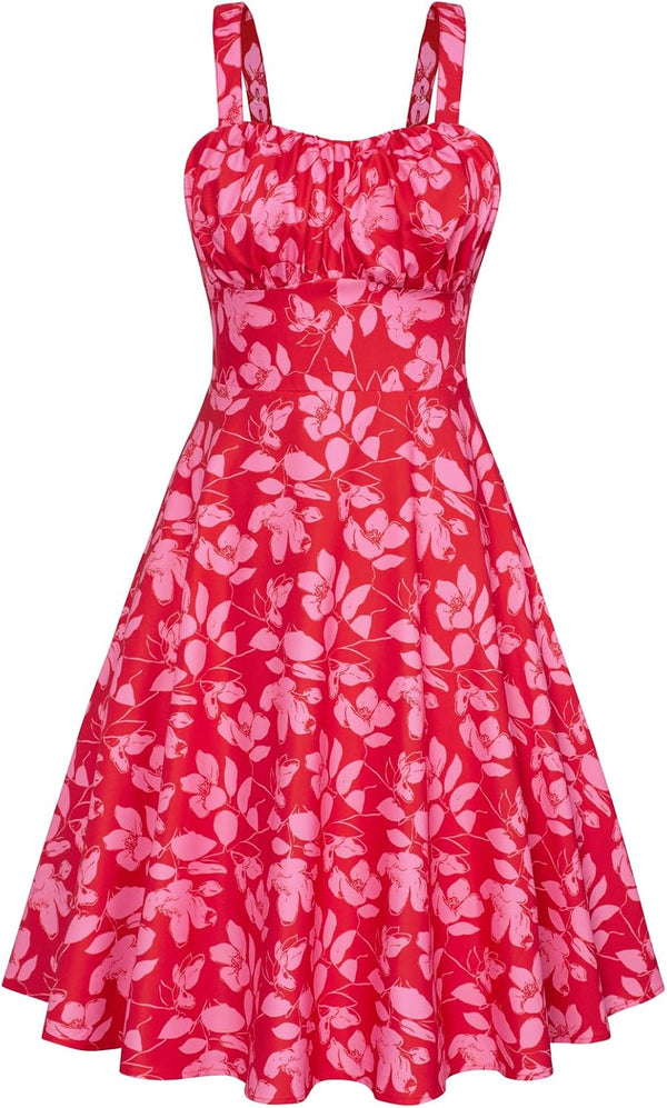 Belle Poque Womens Vintage A-line Midi Cocktail Party Dress