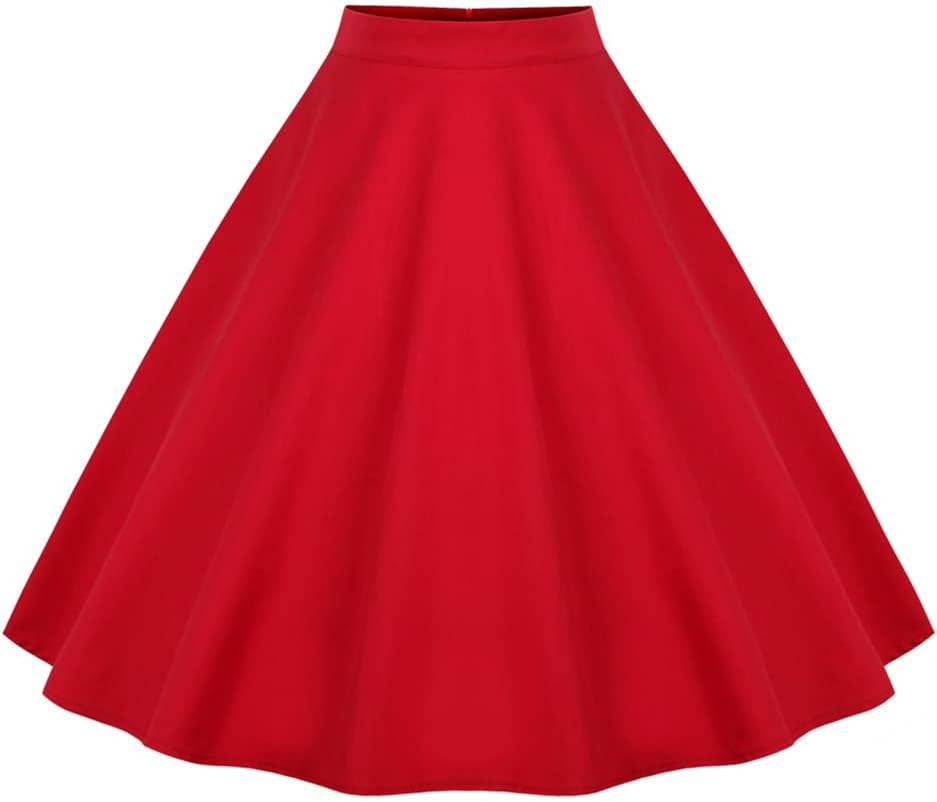 50s Vintage Polka Dot A-Line Pleated Midi Swing Skirt