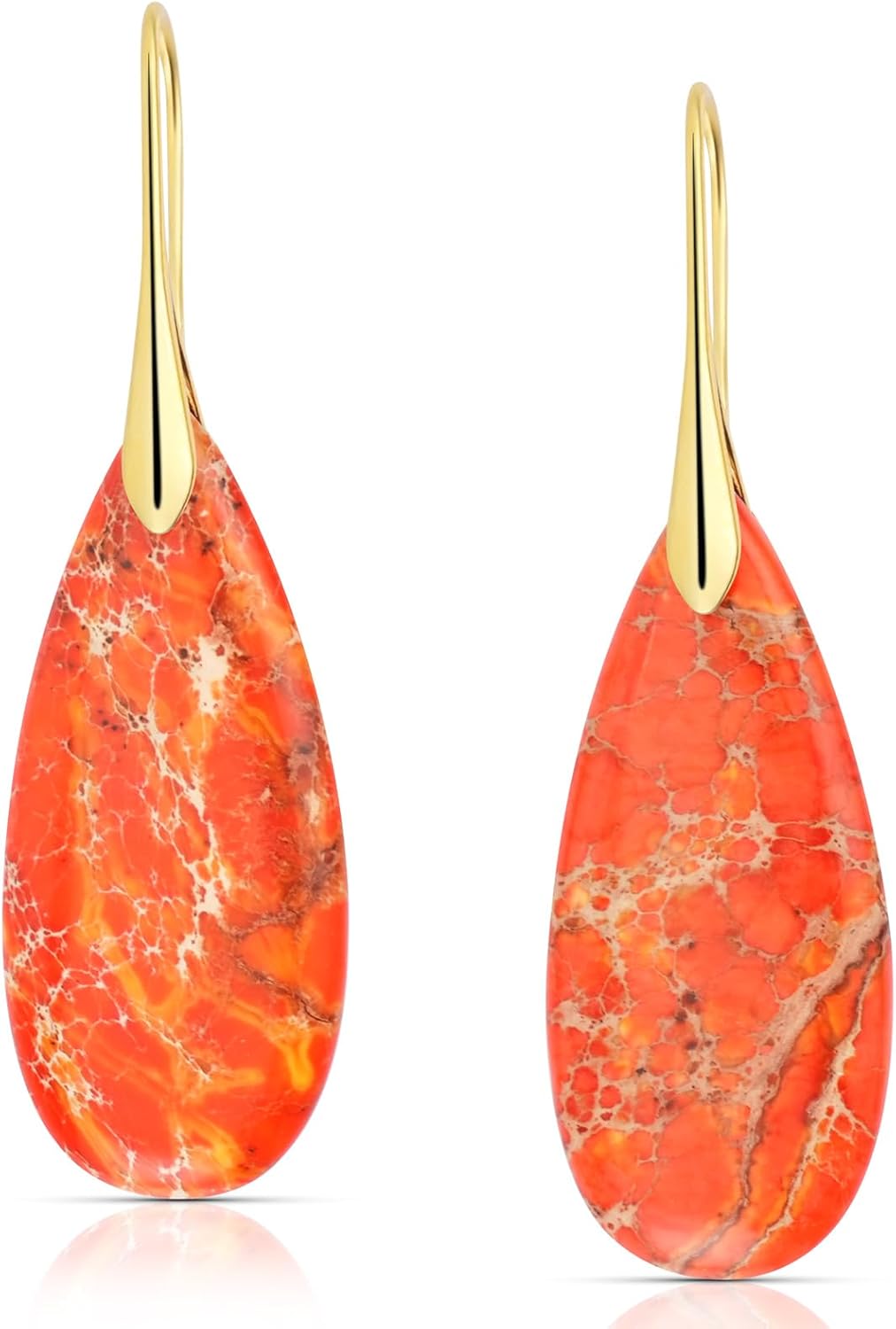 Chalcedony Stone Copper Teardrop Drop Earrings