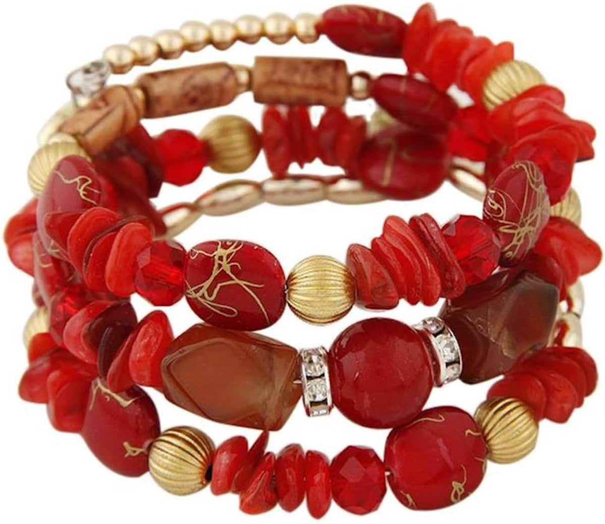 Women Beaded Bracelet Set | Colorful Boho Stackable Trendy Design with Crystal Accents Multilayer Bangle Bracelet | Fashion Stretch Braclets Jewelry for Women