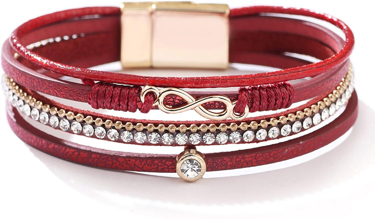 Fesciory Leather Wrap Bracelet for Women, Boho Western Layered Cuff Jewelry