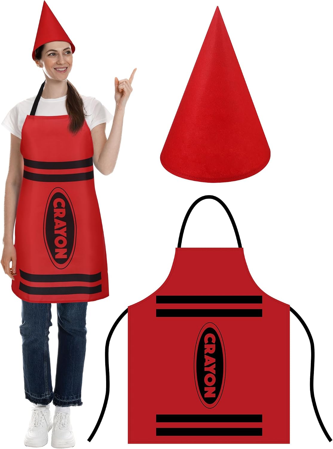 Teenyyou Crayon Costume with Apron and Cone Hat Adult