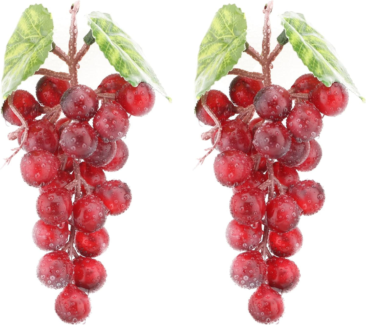 2PCS Red Rubber Grape Simulation Fruit Party Bar Cabinet Decoration Home Garden Wedding Decoration Fruit Photography Props Teaching Props Enlightenment (60 Grains)
