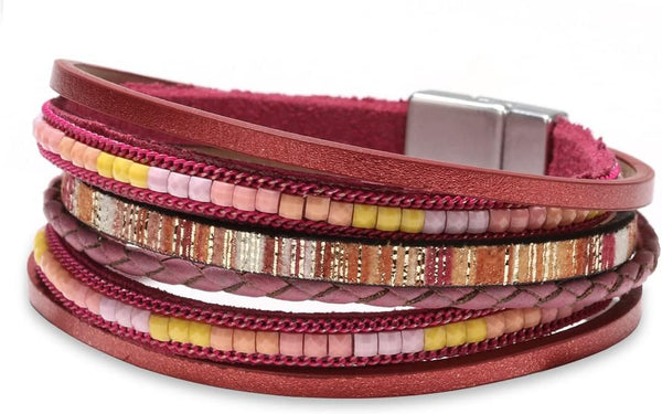 Fesciory Leather Wrap Bracelets for Women, Boho Western Layered Jewelry