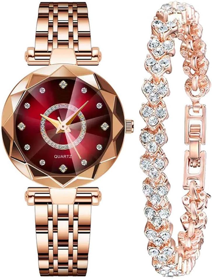 Women Watches with Bracelet Rose Gold for Lady Elegant Stainless Steel