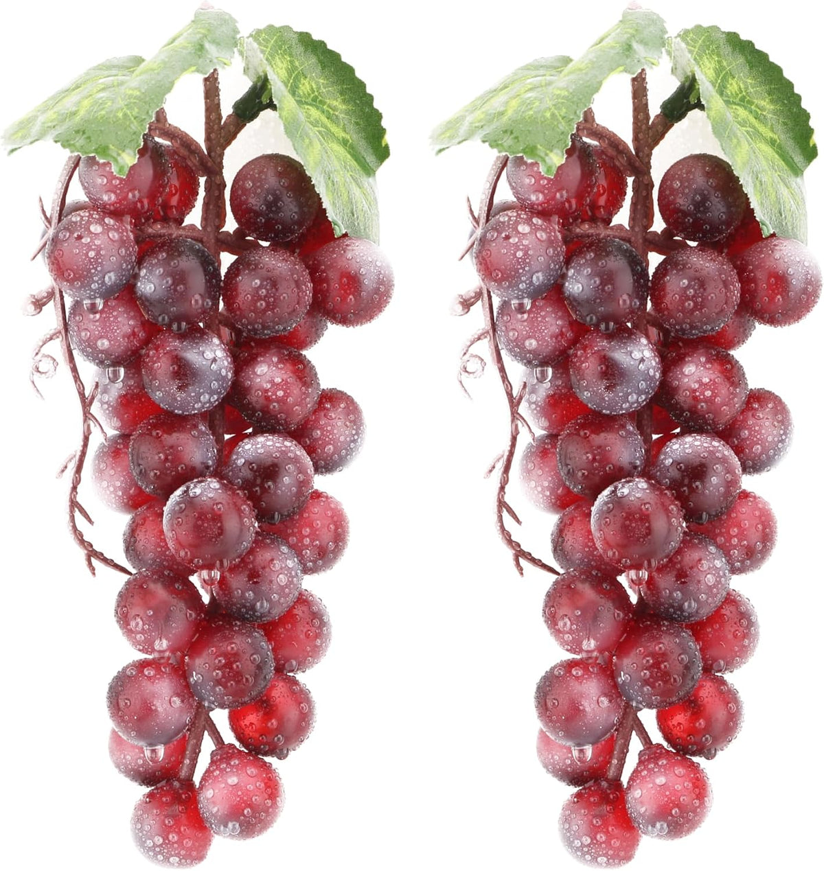 2PCS Red Rubber Grape Simulation Fruit Party Bar Cabinet Decoration Home Garden Wedding Decoration Fruit Photography Props Teaching Props Enlightenment (60 Grains)