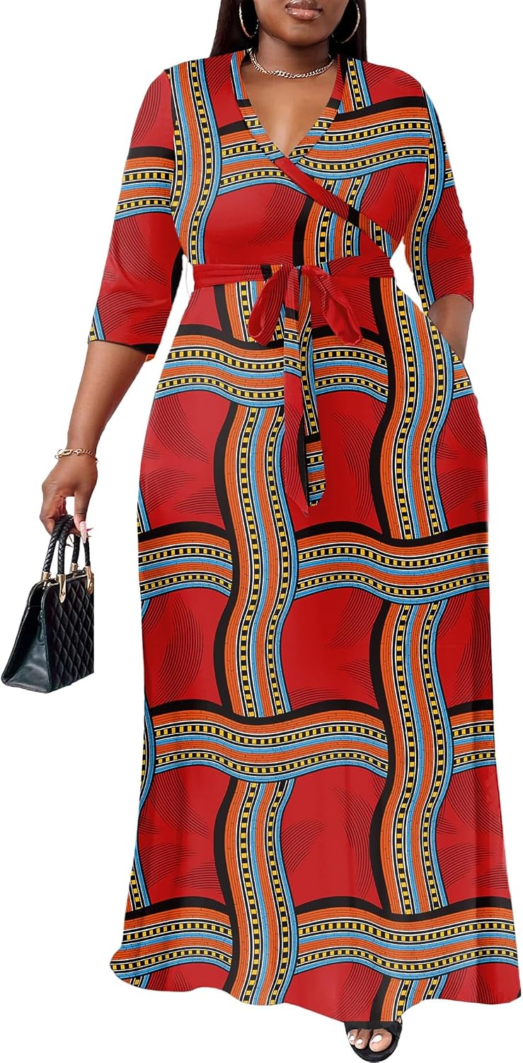 Nmoder Plus Size Maxi Dresses for Curvy Women -Summer Casual Long Fit Dress