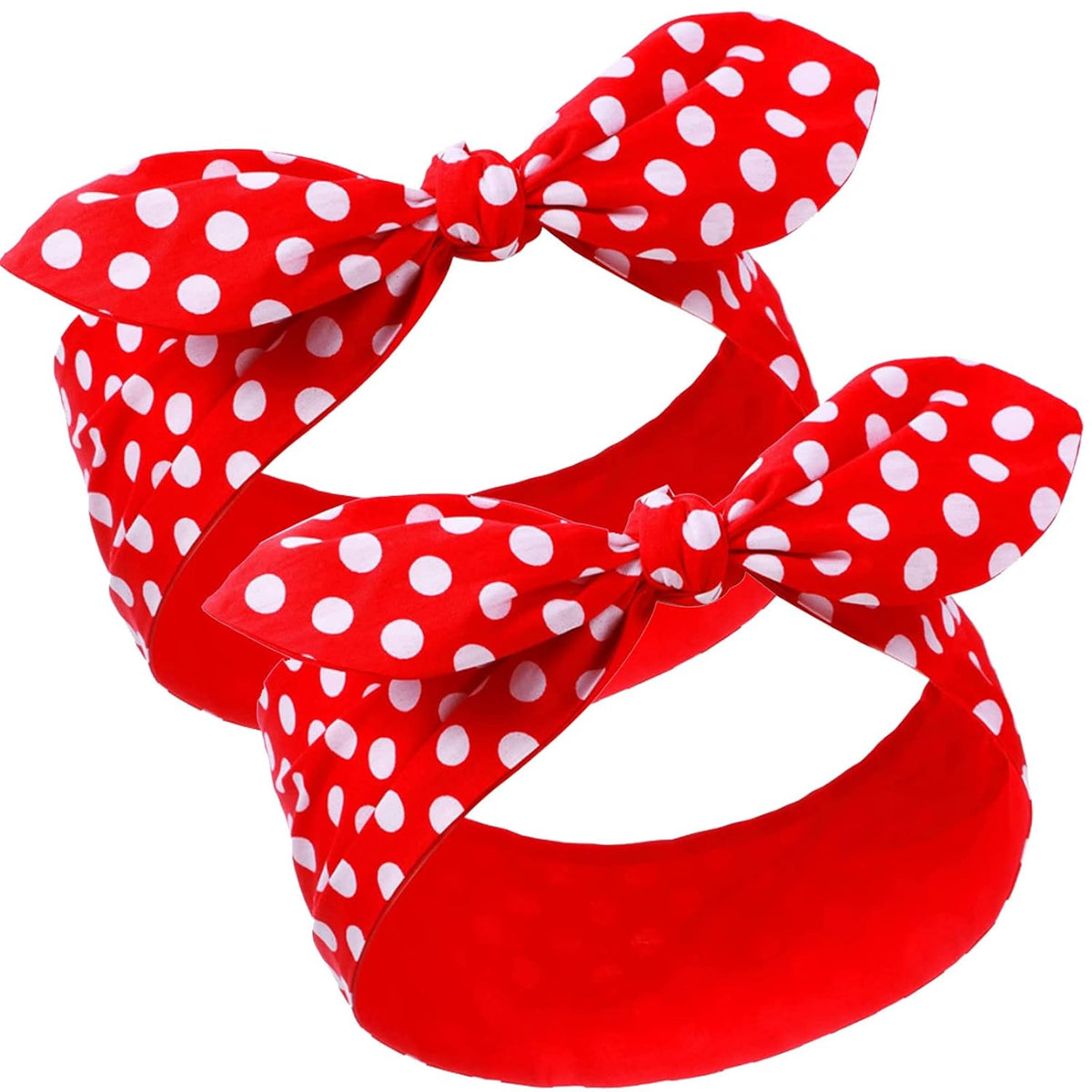 2 Pcs Polka Dot Headband, Halloween 50s Accessory(Red, Black,Small Dots)