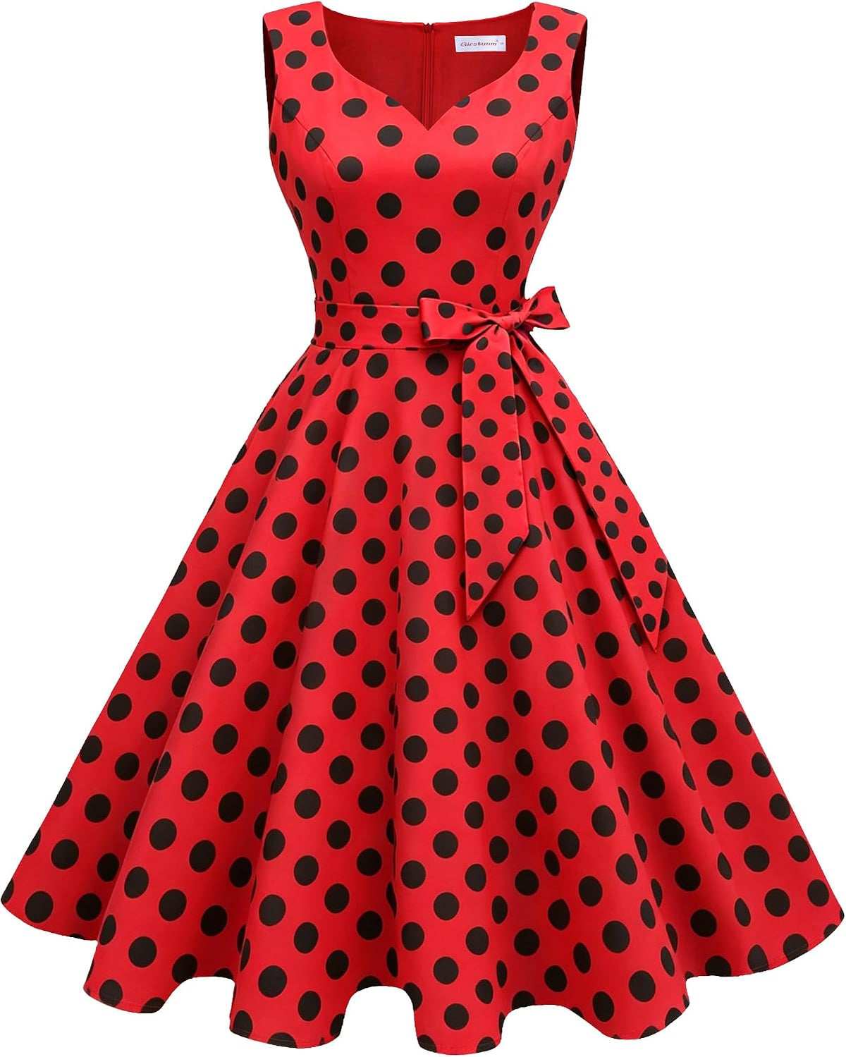 Girstunm 1950s Sleeveless Tea Party Swing Pockets Dress