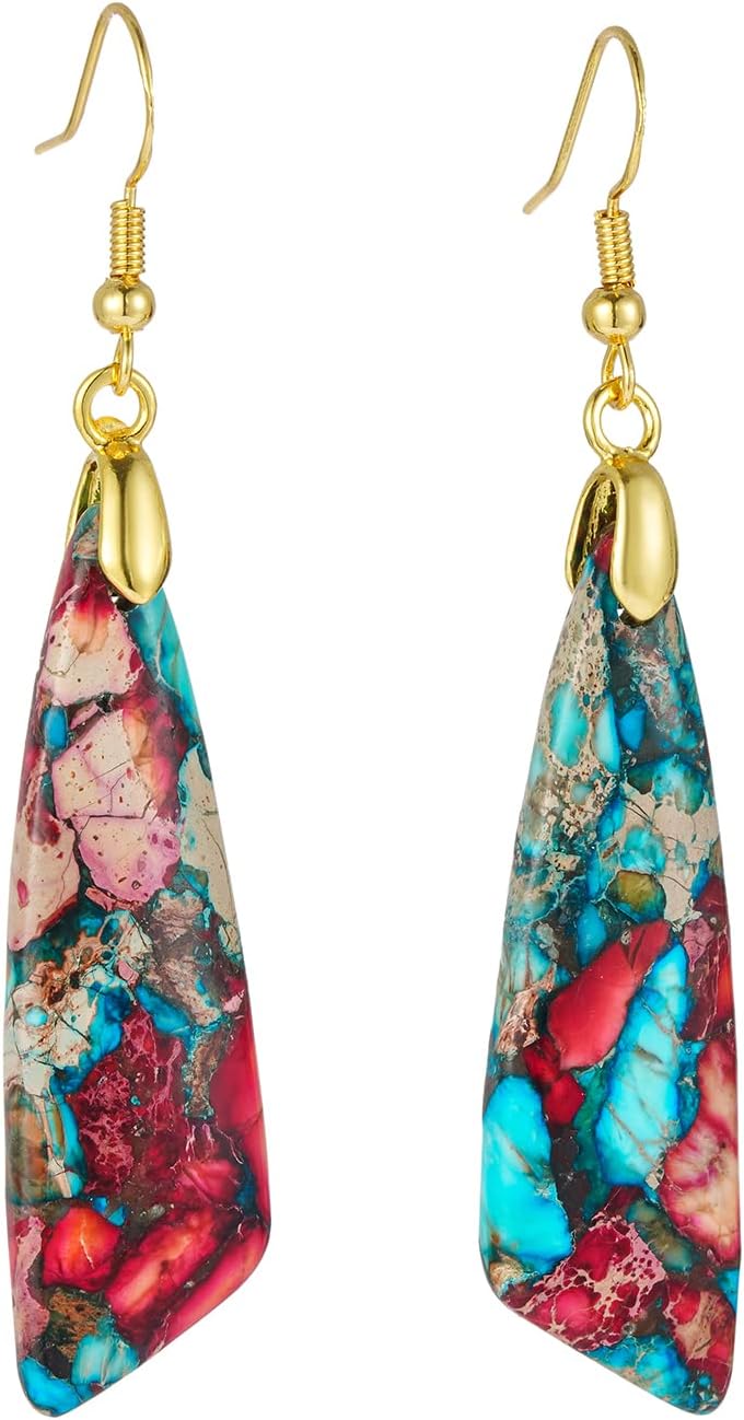 Natural Stone Long Drop Boho Earrings