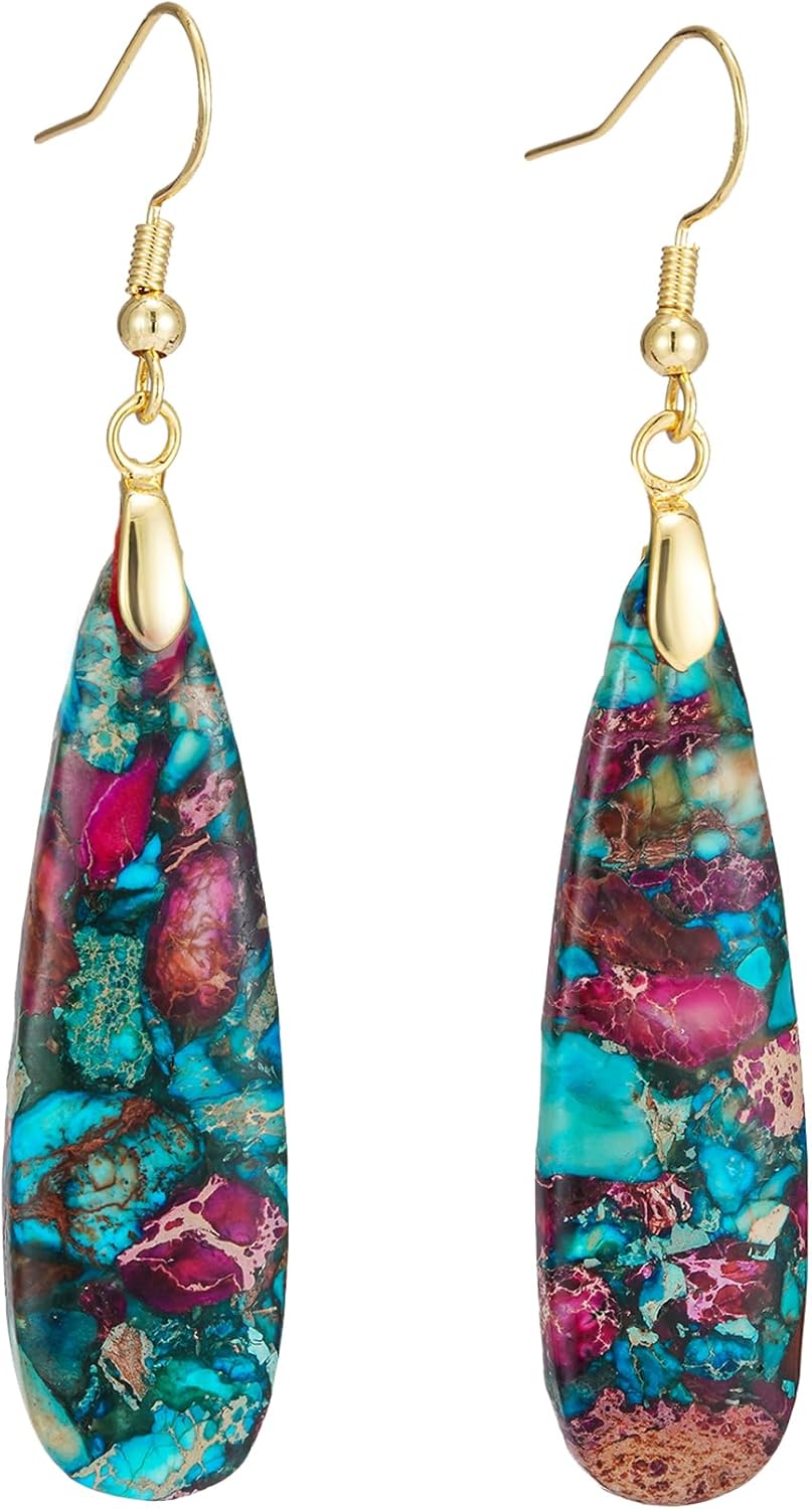 Natural Stone Long Drop Boho Earrings