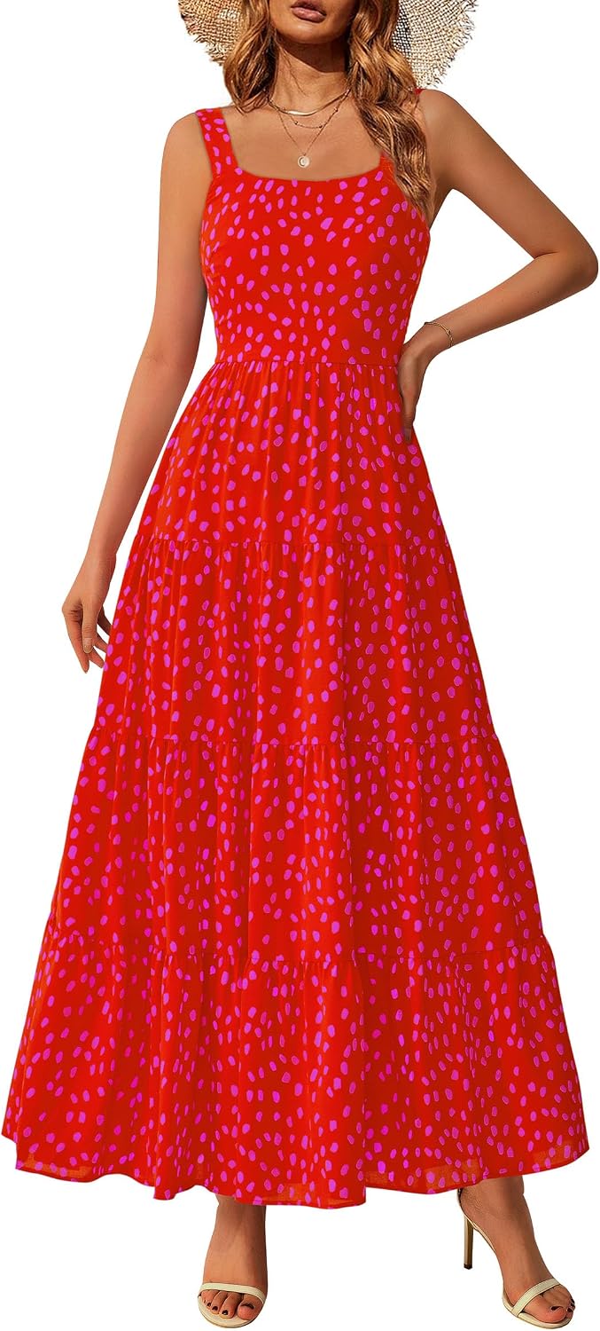 PRETTYGARDEN Womens 2026 Summer Dresses Fashion Clothing Floral Maxi Dress Ruffle Long Flowy Boho Beach Vacation Sundresses