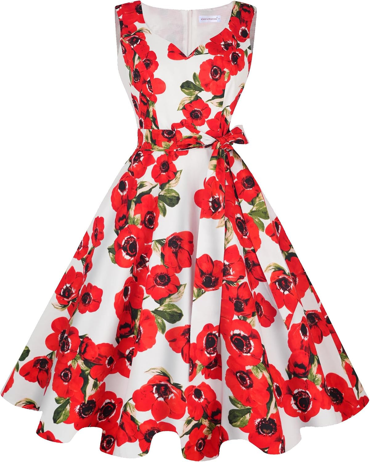 Girstunm 1950s Sleeveless Tea Party Swing Pockets Dress