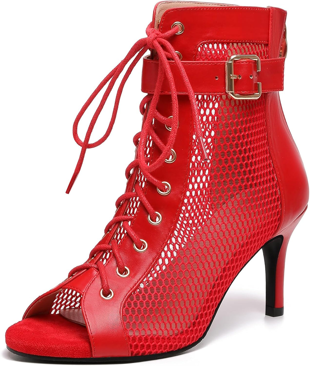 High Heel Boots for Women,Womens Platform Boot Heels Sexy Round Toe Lace UP High Heels Mid Calf Boots