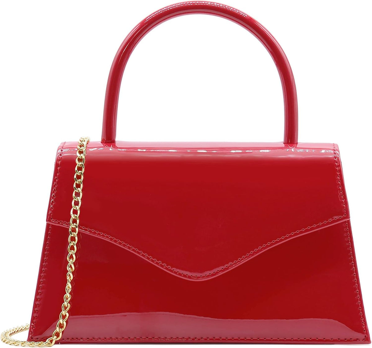 Patent Leather Top-Handle Evening Clutch