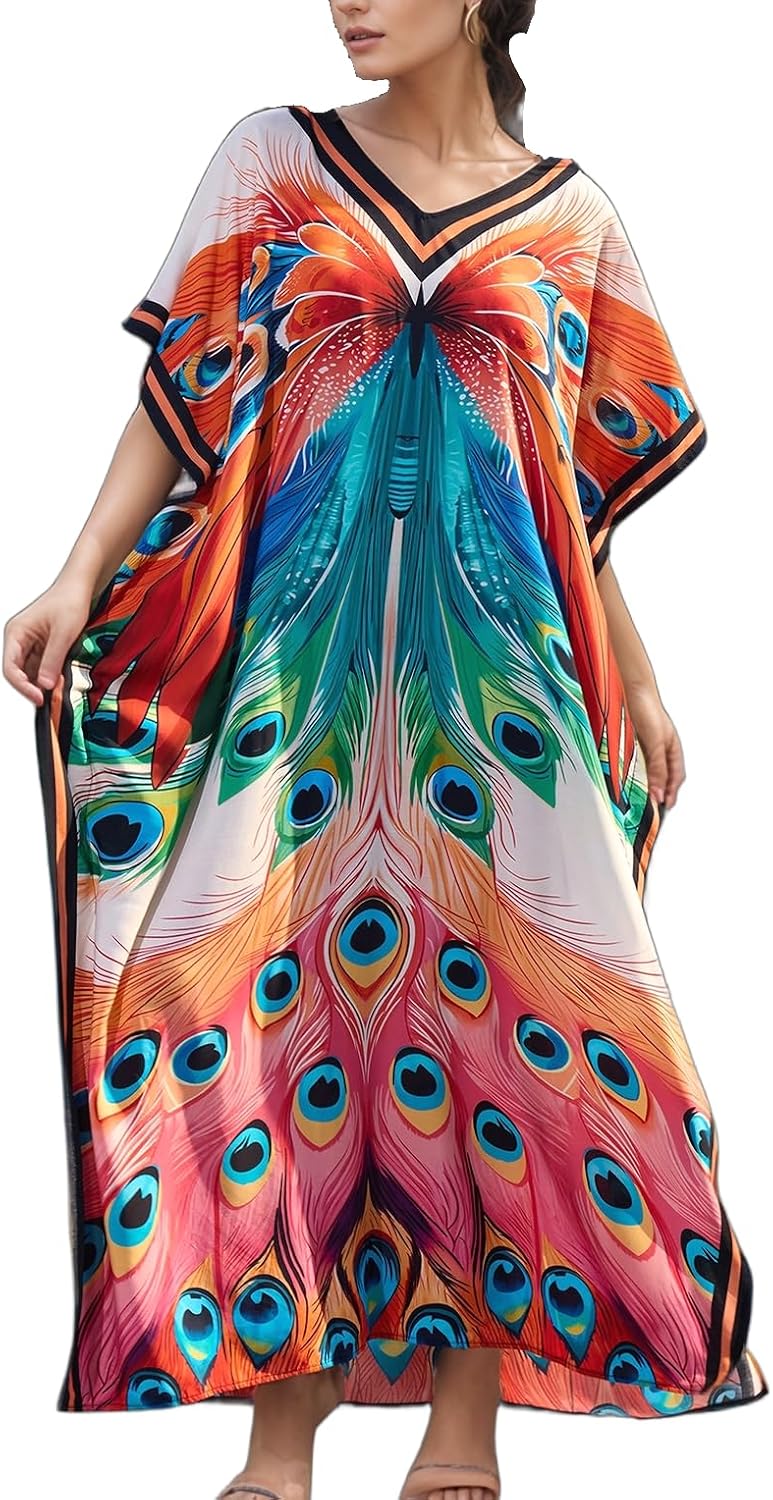 Women's Plus Size Beach Lounge Kaftan Maxi Dress swimsuit coverup for women