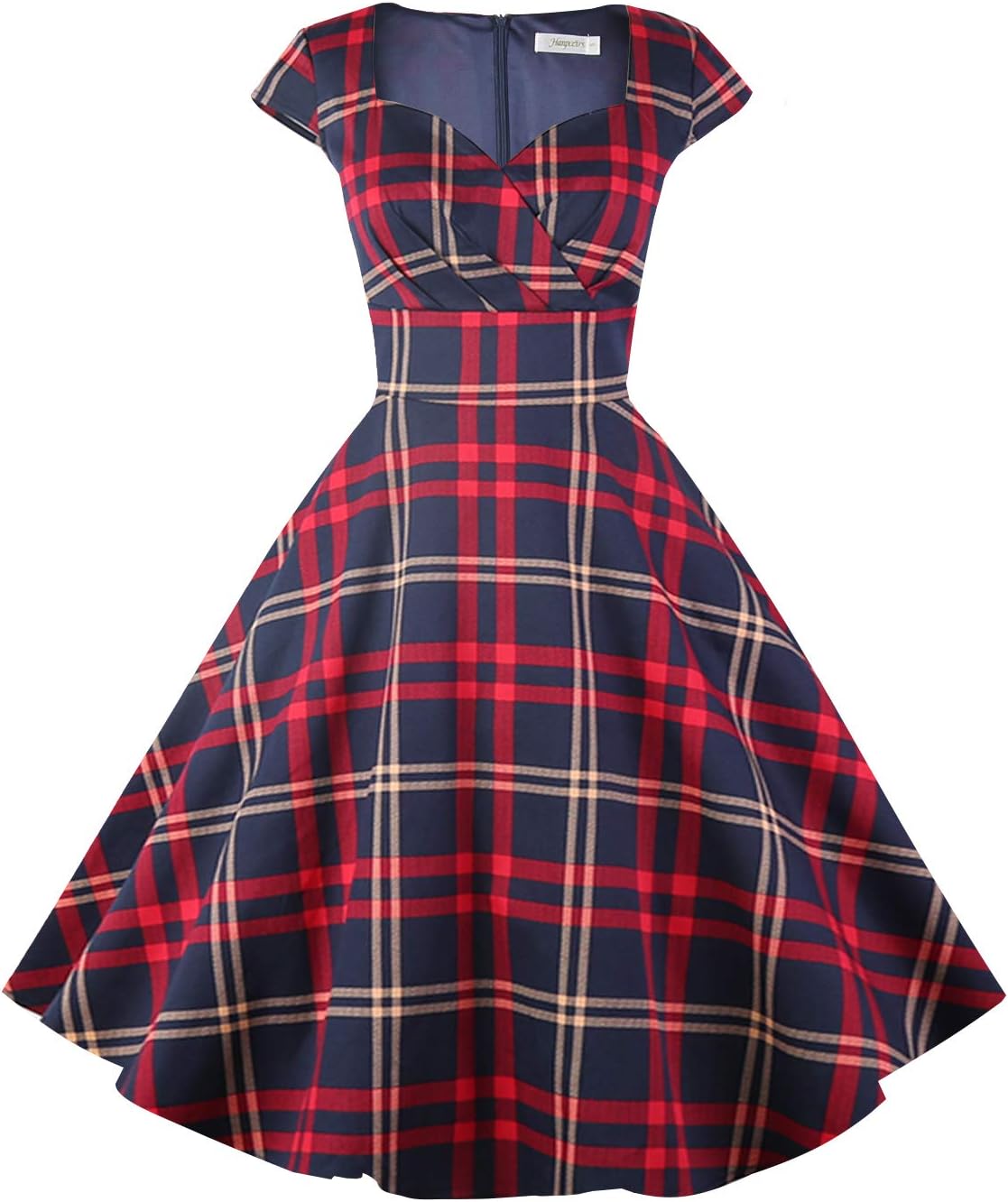 Women's Cap Sleeve 1950s Retro Vintage Cocktail Swing Dresses with Pocket