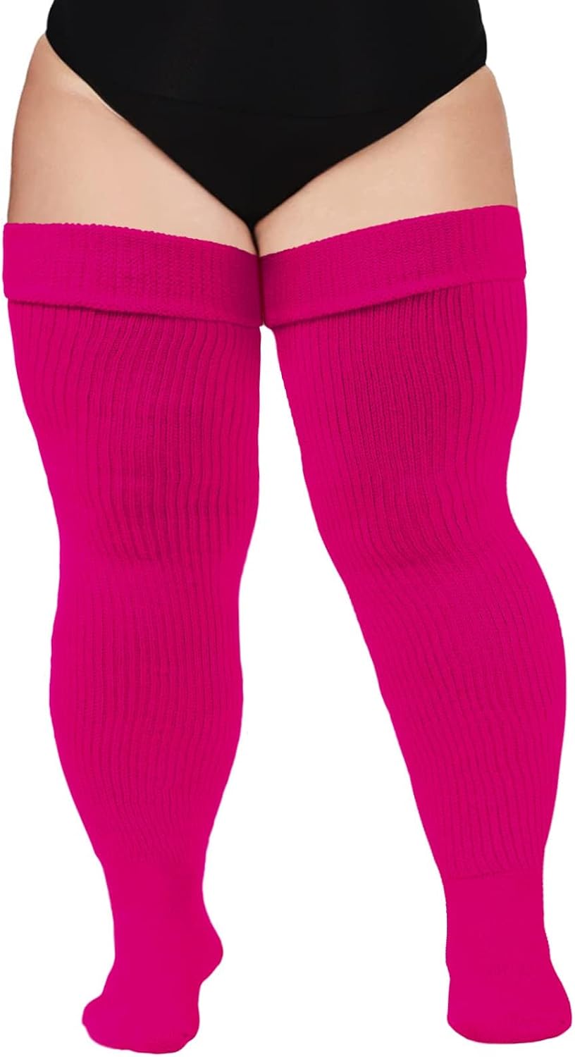 Moon Wood Plus Size Thigh High Socks for Thick Thighs- Women Extra Long Over the Knee Stockings- Halloween Socks Leg Warmers