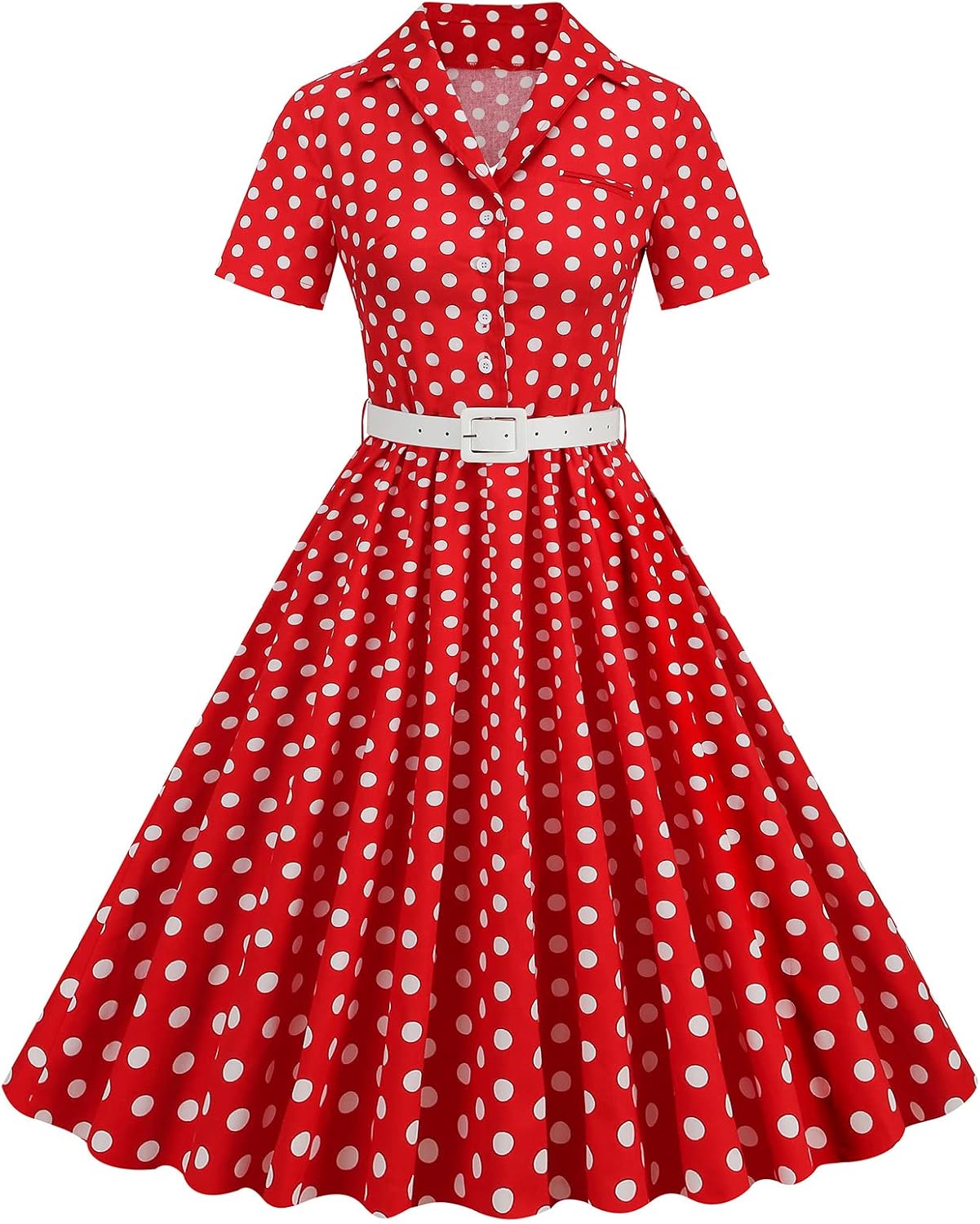 1950s Dresses for Women Vintage Rockabilly Retro Short Sleeve Tie Midi Dress Cocktail Party Evening Prom Gown
