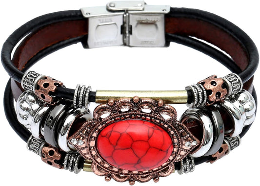 S SUSANN Leather Bracelets for Women Multilayer Bracelets for Women with Genuine Leather Layered Bracelets Boho/Bohemia Style Jewelry for Men and Woman