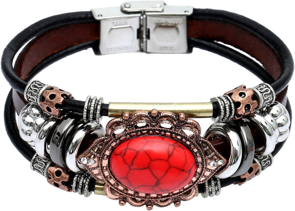 S SUSANN Leather Bracelets for Women Multilayer Bracelets for Women with Genuine Leather Layered Bracelets Boho/Bohemia Style Jewelry for Men and Woman