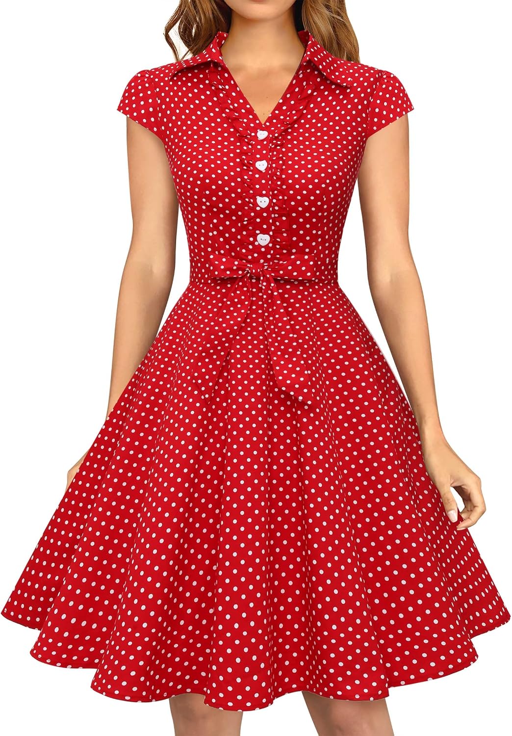 Wedtrend Women's 1950s Rockabilly Cap Sleeve Vintage Swing Cocktail Dress