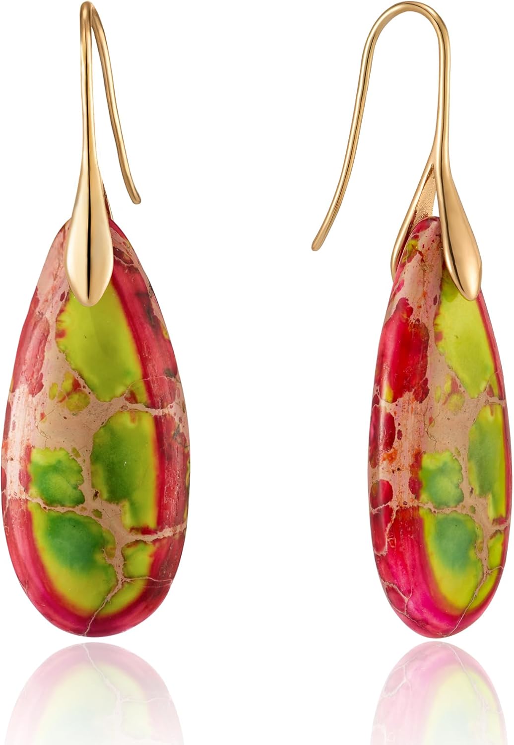 Stone Fishhook Dangle Drop Earrings
