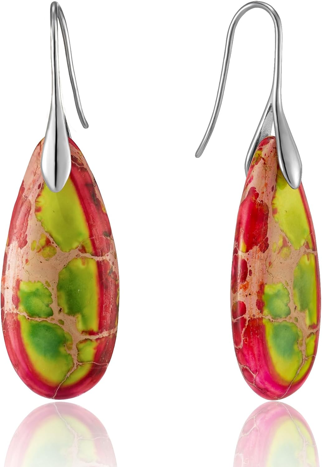 Stone Fishhook Dangle Drop Earrings