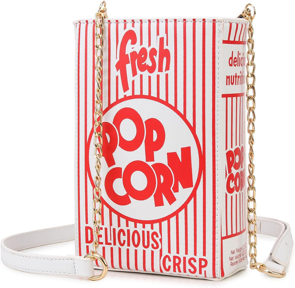 Popcorn Purse Novelty Fun Shaped Crossbody Bag for Women