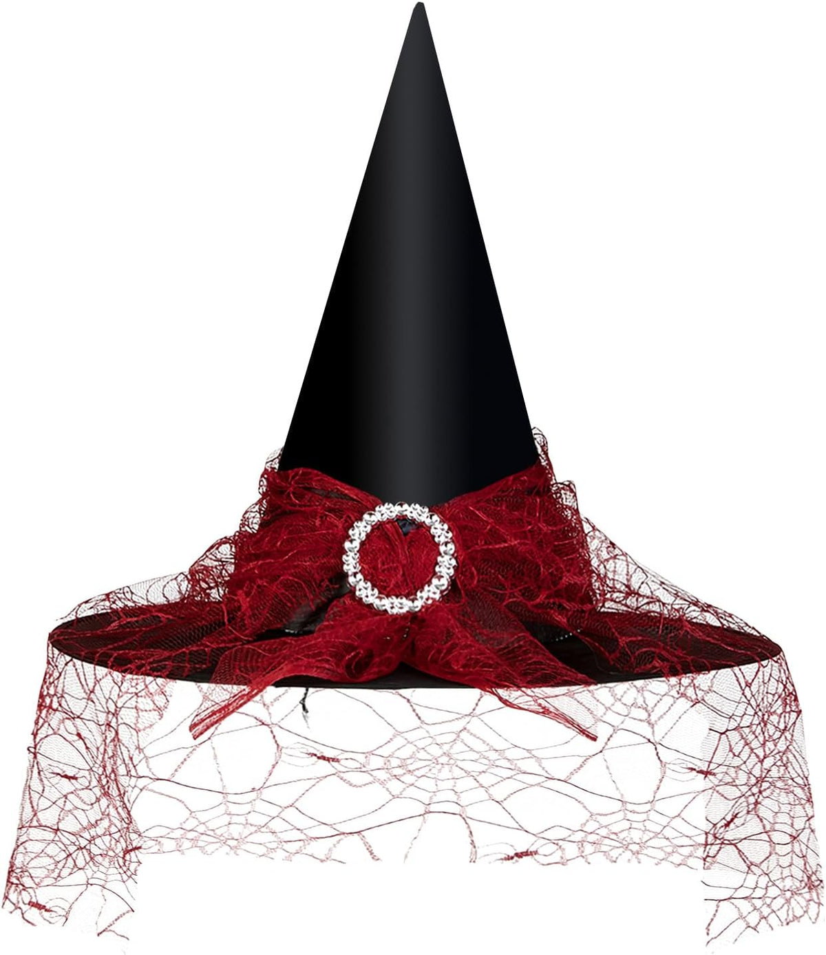 Edoneery Halloween Witch Hat for Women, Mesh Lace Cosplay Costume Accessory