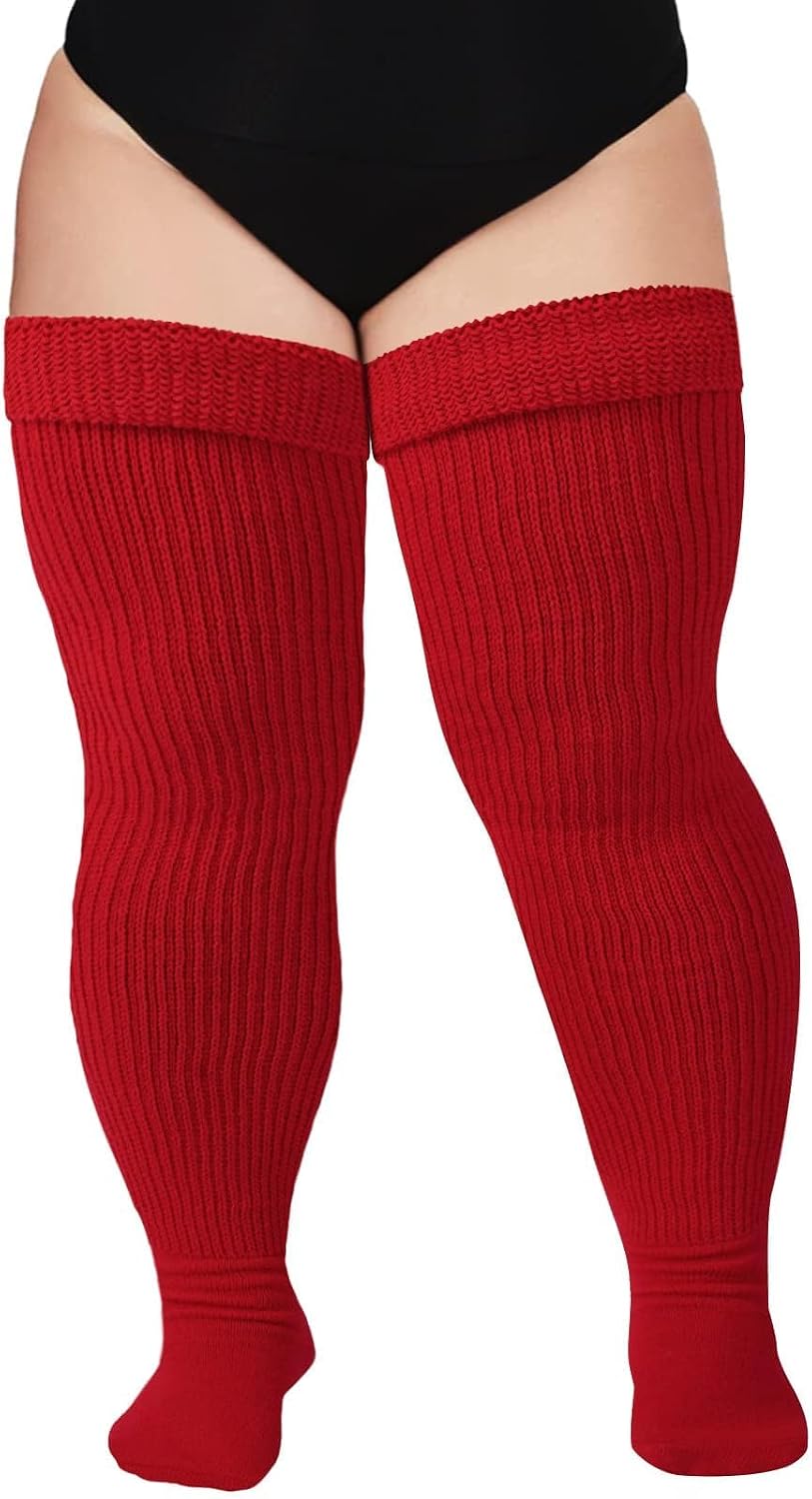 Moon Wood Plus Size Thigh High Socks for Thick Thighs- Women Extra Long Over the Knee Stockings- Halloween Socks Leg Warmers