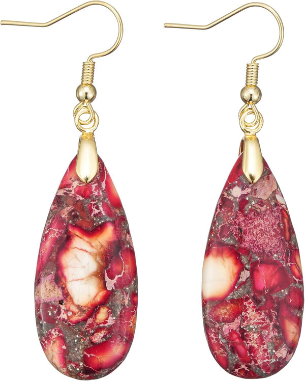 Natural Stone Long Drop Boho Earrings